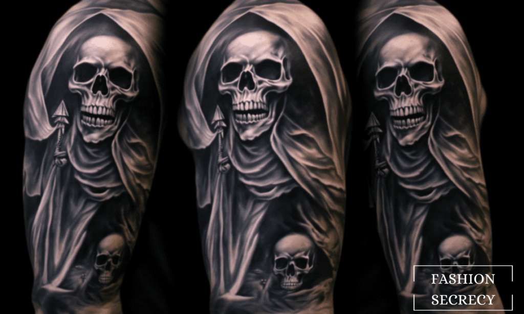black and gray Grim Reaper tattoo by Big Gus : Tattoos