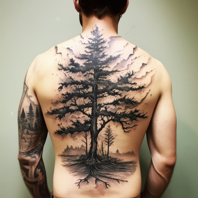 Dark forest tattoo sleeve on the upper arm on Craiyon